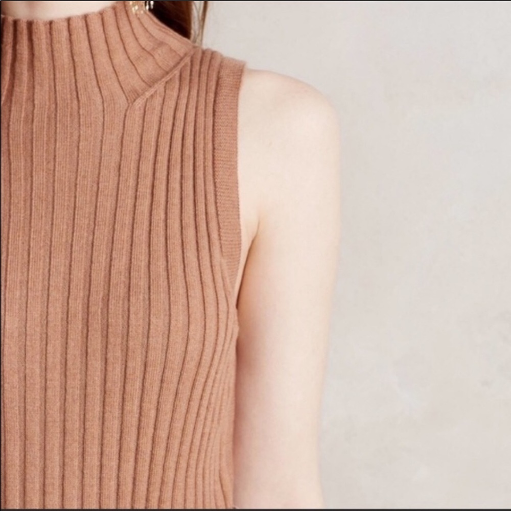 Anthropologie Moth Sleeveless Ribbed Mock Neck Top - Picture 2 of 8
